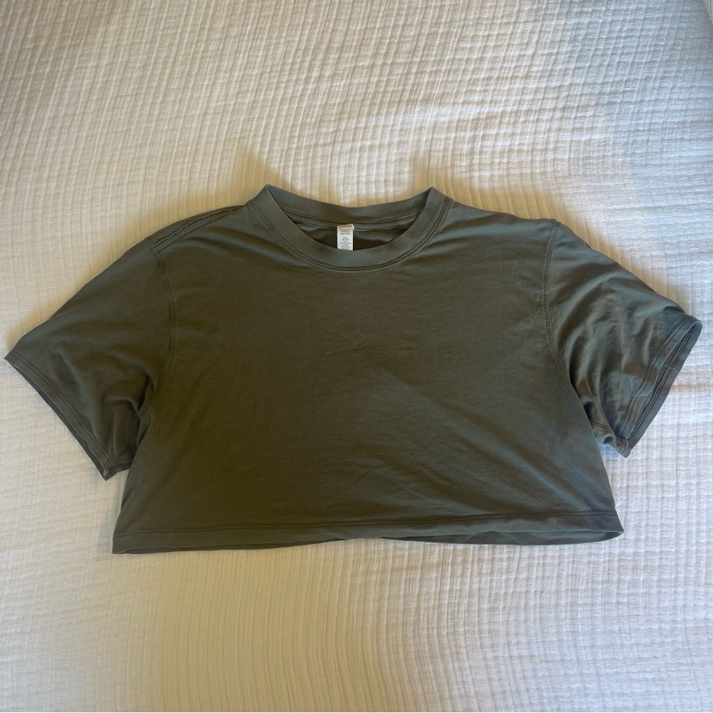 Lululemon Cropped Olive Green Tee
